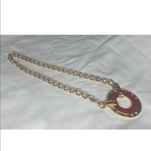 Gold tone Orange Chain 16” Medallion 1.75”